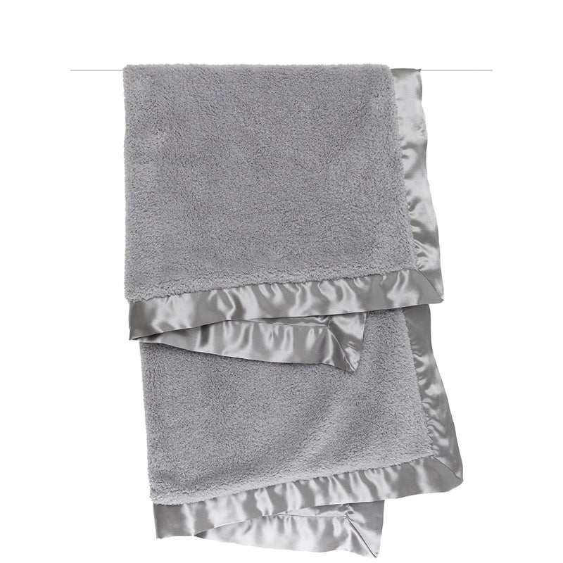 Little Giraffe Chenille Satin Baby Blanket 35" x 45", Silver - Image 2